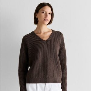 Quince 100% Organic Cotton Fisherman V-Neck Sweater